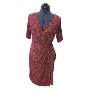 Motherhood pink and navy v-neck short sleeve wrap dress small like new